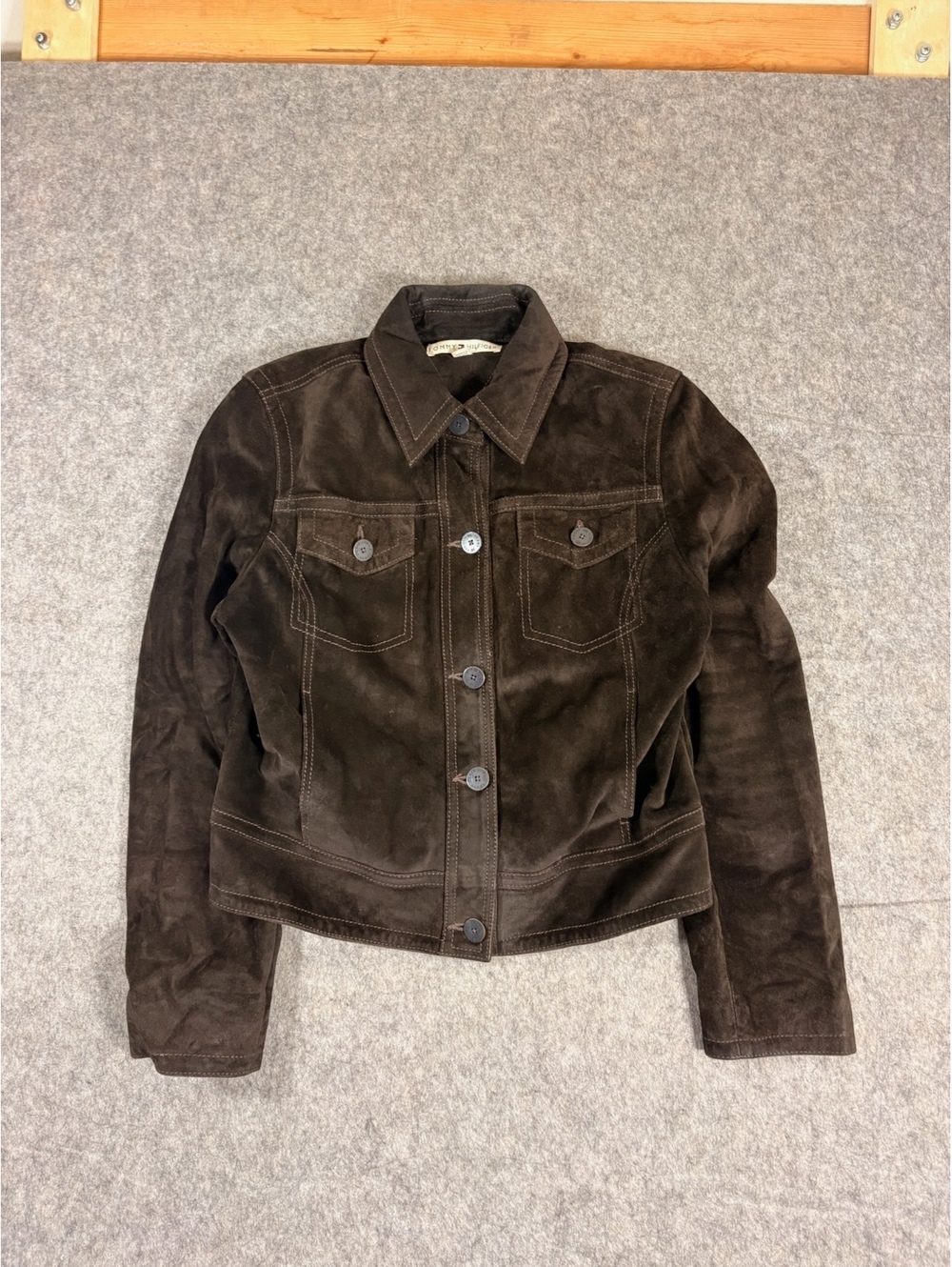 Vintage Tommy Hilfiger brown suede cropped jacket size large